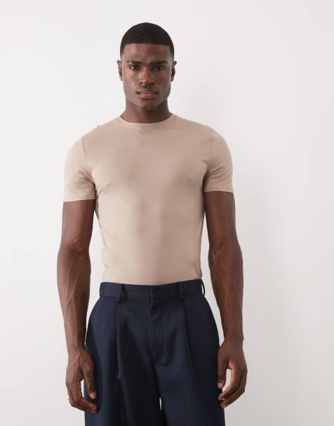 ASOS DESIGN Premium SUPIMA® cotton slim fit t-shirt in stone - view 1