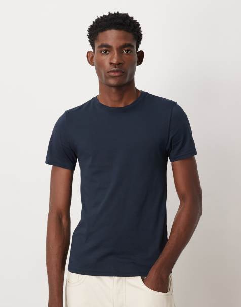 ASOS DESIGN – Premium – SUPIMA® – Marinblå t-shirt i bomull med smal passform - view 1
