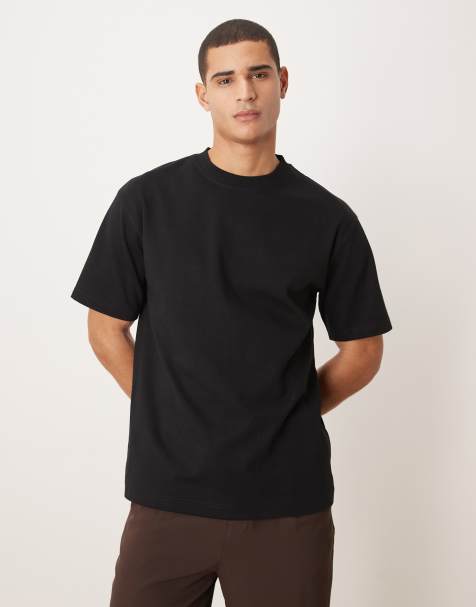 ASOS DESIGN – Premium – Svart, avslappnad t-shirt med interlocksömmar - view 1