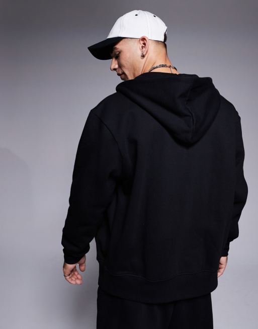 ASOS DESIGN – Premium – Svart kraftig hoodie i oversize med dragkedja, 2 av 4
