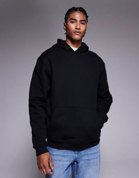 ASOS DESIGN – Premium – Svart, kraftig huvtröja i oversized fit, 400gsm - view 1