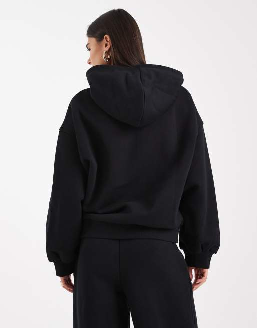 ASOS DESIGN – Premium – Svart, kraftig huvtröja med dragkedja, 500gsm, 4 av 4