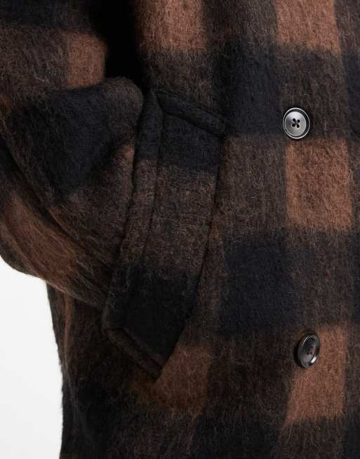 ASOS DESIGN – Premium – Svart och brun, rutig skepparkavaj i ylletyg, 3 av 4
