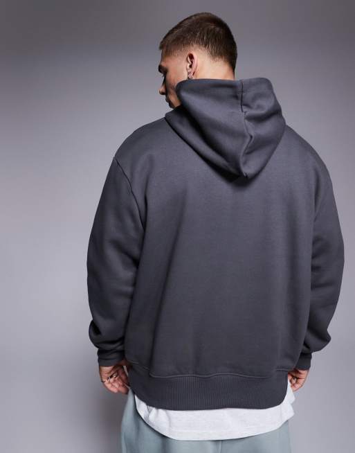 ASOS DESIGN – Premium – Svart, tvättad, kraftig huvtröja i oversize, 400gsm, 4 av 4