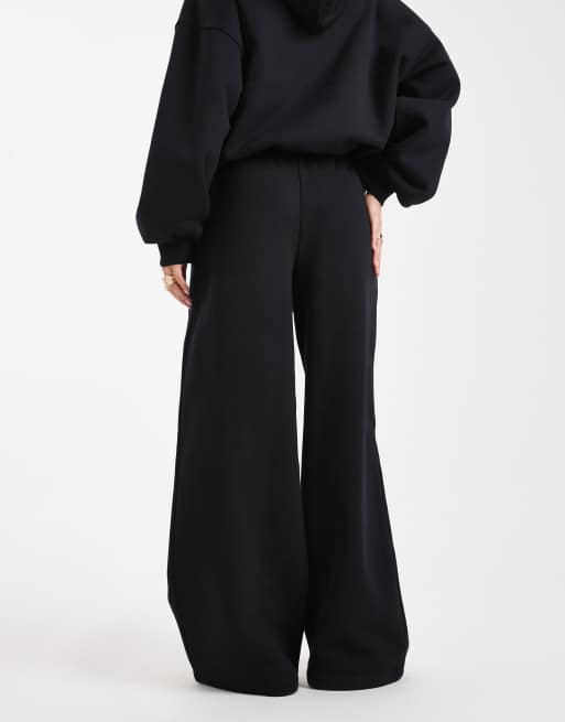 ASOS DESIGN – Premium – Svarta, kraftiga mjukisbyxor med vida ben och sömdetaljer, 500gsm, 4 av 5