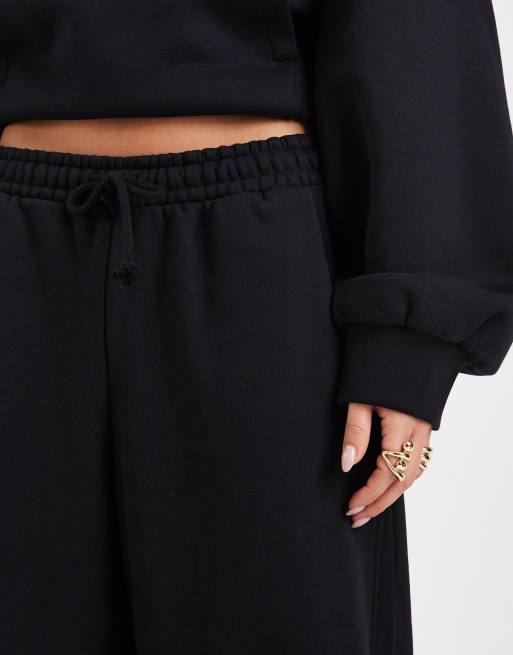 ASOS DESIGN – Premium – Svarta, kraftiga mjukisbyxor med vida ben och sömdetaljer, 500gsm, 5 av 5