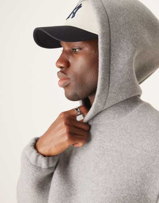 ASOS DESIGN - Premium - Sweat à capuche oversize coupe carrée façon néoprène feutré - Gris chiné, 2 de 4