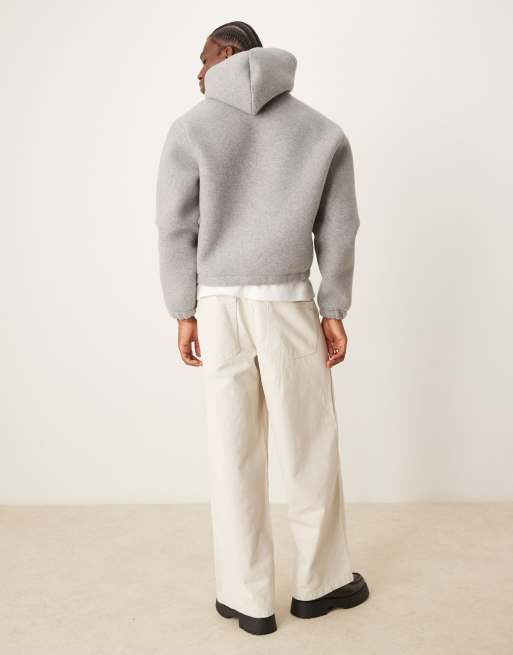 ASOS DESIGN - Premium - Sweat à capuche oversize coupe carrée façon néoprène feutré - Gris chiné, 4 de 4