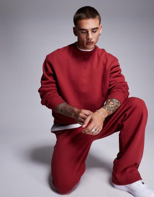 ASOS DESIGN - Premium - Sweat oversize coupe carrée en tissu épais 400 g/m² - Rouge, 3 de 4
