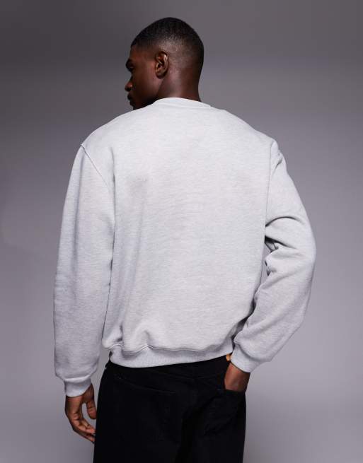 ASOS DESIGN - Premium sweatshirt van zware 400gsm stof in gemêleerd grijs, 3 van 5