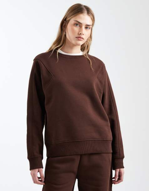 ASOS DESIGN - Premium sweatshirt van zware 500 gsm stof in chocoladebruin - view 1