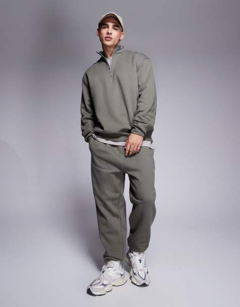 ASOS DESIGN - Premium - Tapered og kakifarvede joggingbukser i kraftigt 400 gsm-stof - view 1