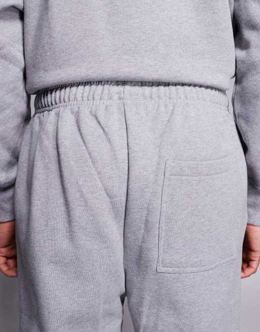 ASOS DESIGN premium tapered trackies in 400gsm in grey marl, 5 of 5