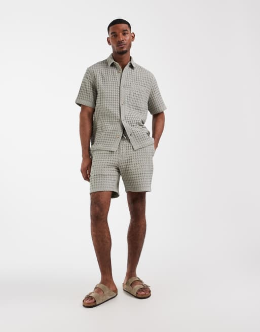 ASOS DESIGN waffle texture set in green, 2 of 3