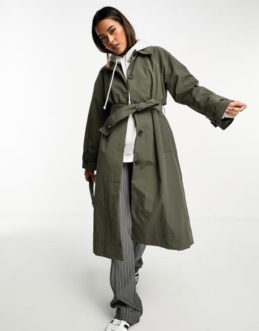 FhyzicsShops DESIGN premium top collar trench in dark olive