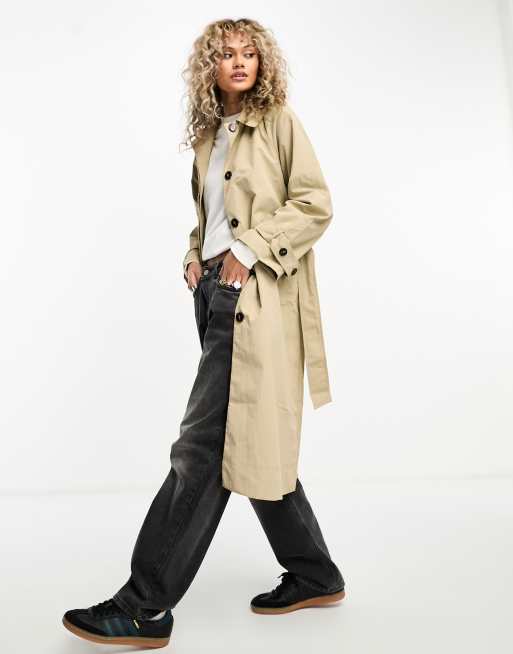 ASOS DESIGN longline trench coat in khaki