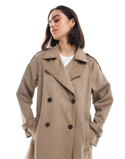 ASOS DESIGN Premium - Trench-coat en suédine - Beige, 3 de 4