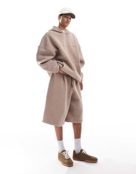 ASOS DESIGN - Premium - Vasket beige superposede bermudashorts i kraftigt stof på 400 gsm - view 1