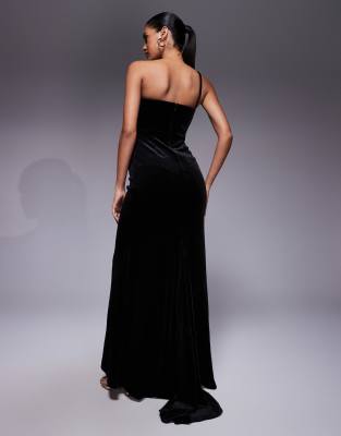 green emerald velvet dress Burnished Gold Velvet Bridesmaid Dress Mermaid Maxi Flutter Sleeve V-Neck