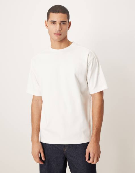 ASOS DESIGN – Premium – Vit, avslappnad t-shirt med interlocksömmar - view 1