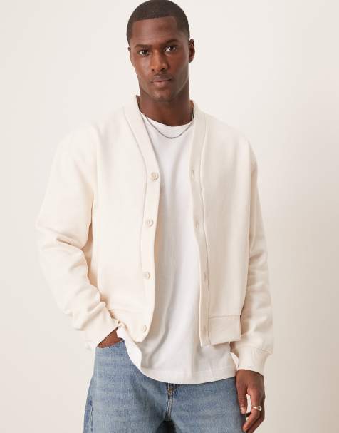 ASOS DESIGN – Premium – Vit, kraftig, boxig kofta i oversized fit, 400gsm - view 1