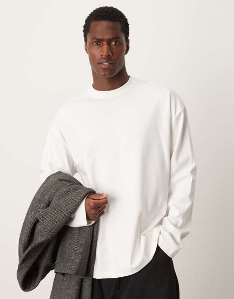 ASOS DESIGN – Premium – Vit, långärmad oversize-t-shirt i interlockjersey - view 1