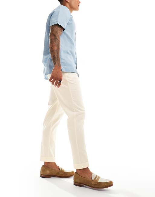 ASOS DESIGN – Premium – Vita, fina, avsmalnande chinos