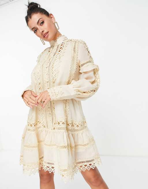 Asos cream lace on sale dress