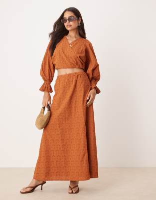 Asos Design Premium Volume Sleeves Eyelet Wrap Top