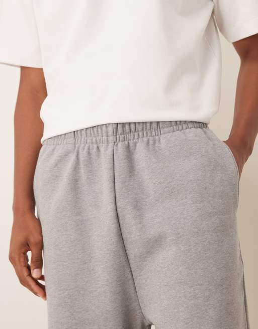 ASOS DESIGN – Premium – Weit geschnittene Jogginghose aus schwerem Stoff in meliertem Grau, 400 g/m², 3 von 5