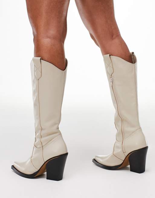 ASOS DESIGN - Premium - Western-knæstøvler i creme camouflage, 2 af 4