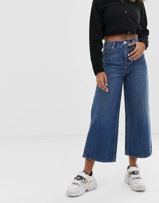 dark blue wide leg jeans