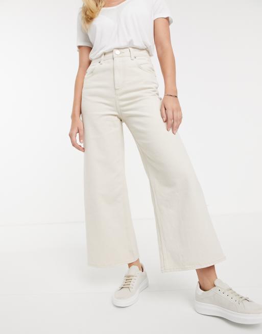 Wide leg discount white denim jeans