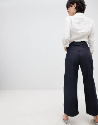 wide leg indigo jeans