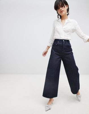 wide leg indigo jeans