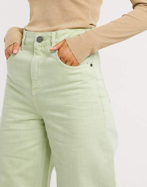 ASOS DESIGN Premium wide leg jeans in lime acid