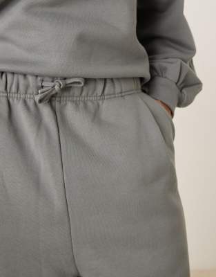 Asos Design Premium Wide Leg Sweatpants With Pinched Hem And Pleats In Gray