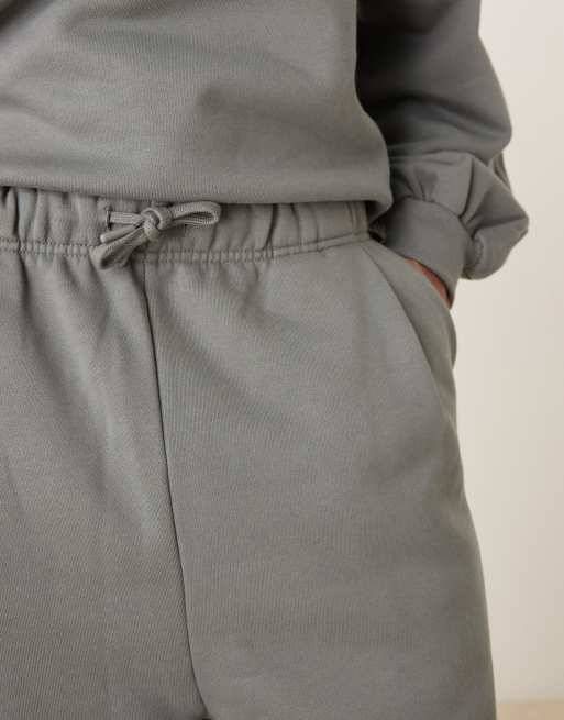 ASOS DESIGN premium wide leg sweatpants with pinched hem and pleats in sedona sage