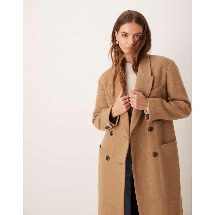 ASOS DESIGN premium wool dad coat in camel ASOS