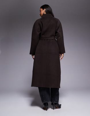 Asos Design Premium Wool Rich Longline Coat With Gold Button In Black
