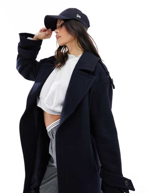 Asos black coat womens sale