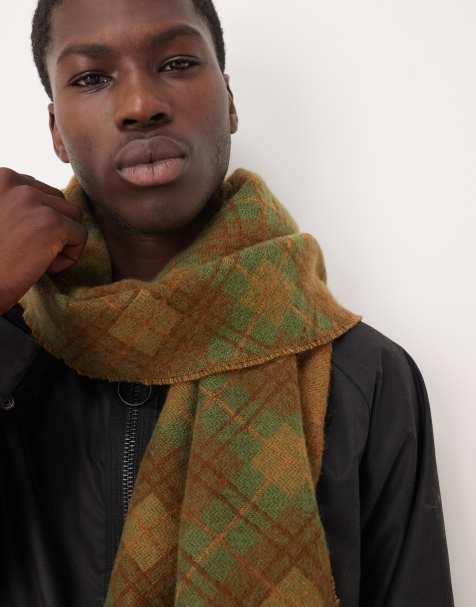 ASOS DESIGN premium woven diamond wool scarf in green - view 1