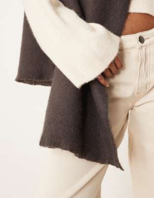Asos Design Premium Woven Wide Wool Mix Scarf In Gray