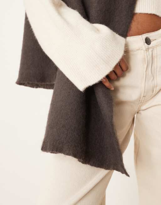 ASOS DESIGN premium woven wide wool mix scarf in chocolate