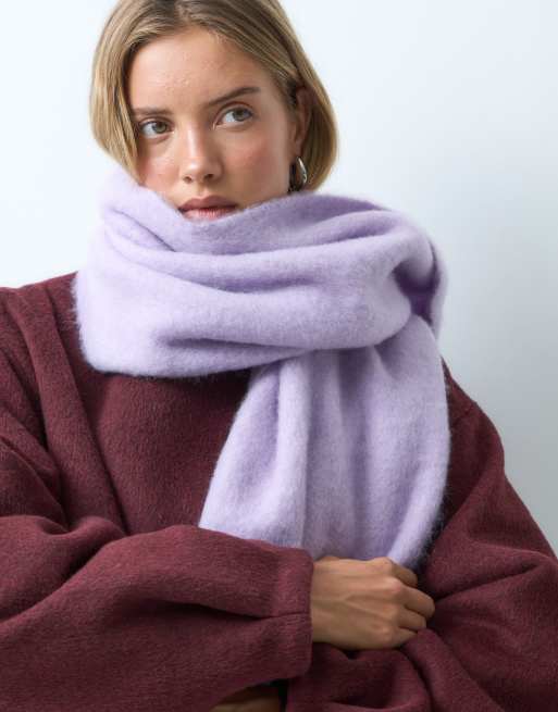 ASOS DESIGN premium woven wide wool mix scarf in lilac, 3 of 4