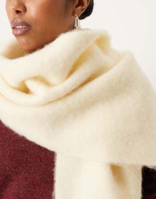 Asos Design Premium Woven Wide Wool Mix Scarf In White