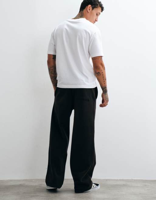 ASOS DESIGN premium zware wide-leg jogger in zwart, 4 van 5