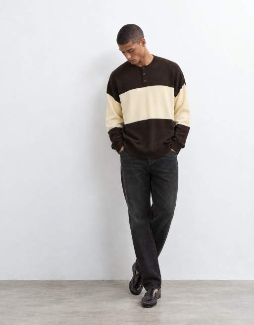 ASOS DESIGN prenda de punto extragrande con cuello panadero en marrón, 8 de 9