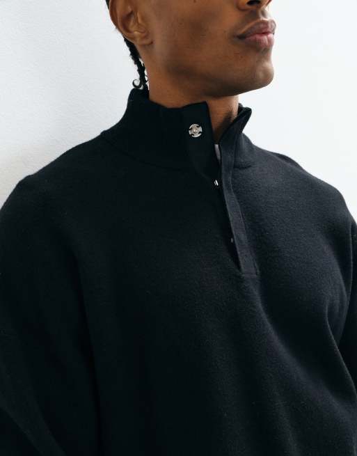 ASOS DESIGN prenda de punto holgada con cuello alzado en negro, 3 de 5