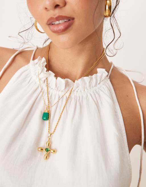 ASOS DESIGN - Prendisole corto allacciato al collo bianco con volant e pinces , 4 di 4